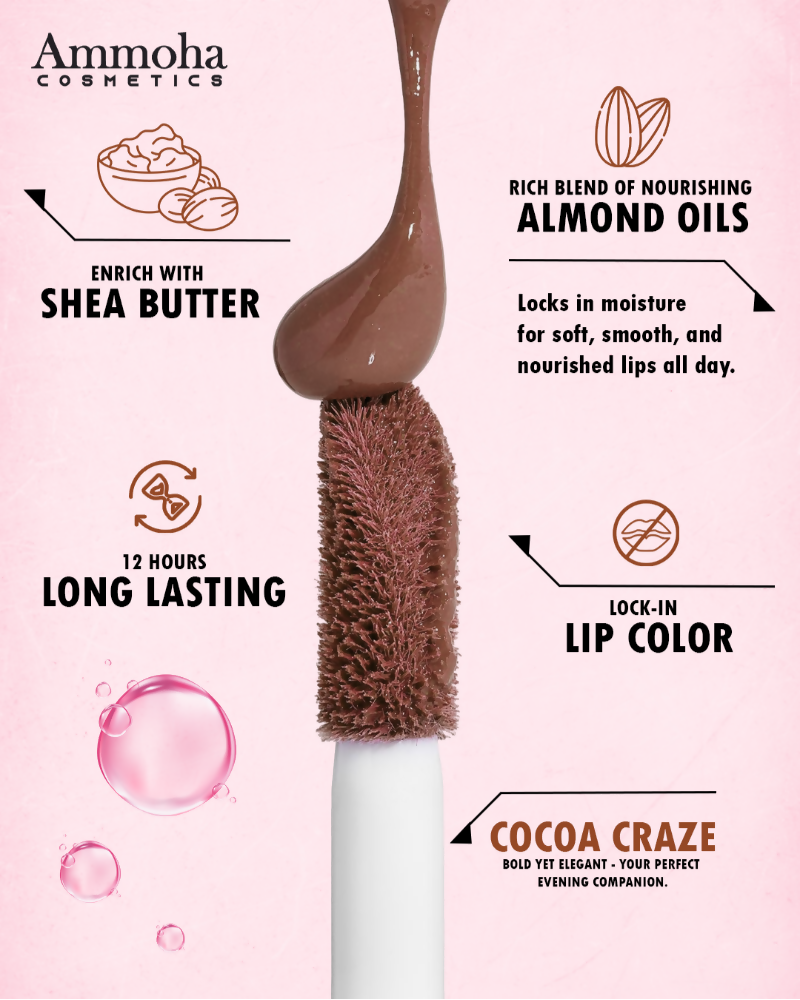 Ammoha Cosmetics Long-Lasting, Matte-Finished Cocoa Craze Color Liquid Lipstick