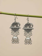 NVR Women Elephant Design German Silver Oxidised Jhumka Earrings - Distacart