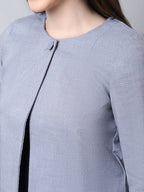 Even Apparels Grey Polywool Open Front Statement Women's Jacket (BF740)