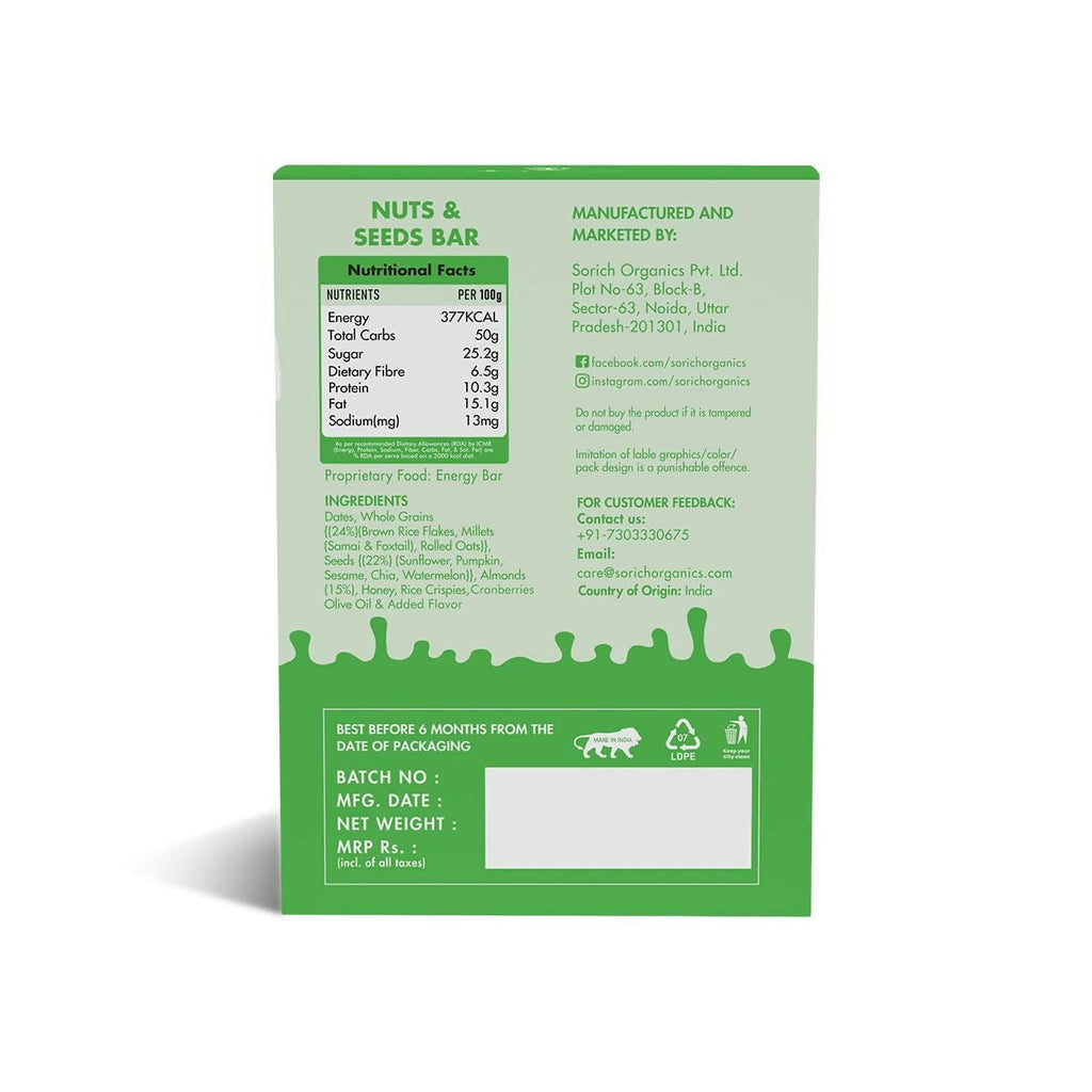 Sorich Organics Multigrain Energy Mini Bars Nut & Seeds - Distacart