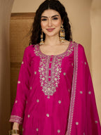 Joban Fashion Embroidery Pink Chinon Silk Kurta Set - Distacart
