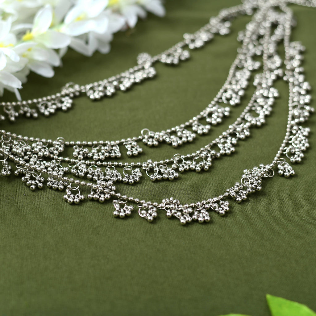 Mominos Fashion Johar Kamal Oxidised Silver-Plated Brass Finish Ghungroo Necklace with Earrings For Women - Distacart