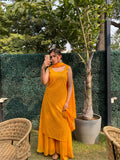 Partywear Designer Yellow Georgette Palazzo Suit - Anbazaar - Distacart