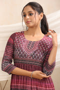 Juniper Purple muslin maxi dress with ethnic motif print with sequins & beads work - Distacart