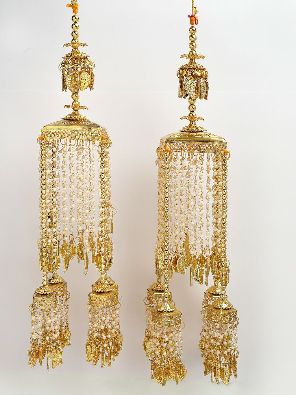NVR Women's Pack Of 2 Gold-Polished & White Pearl Beaded Bridal Heavy Kaleera Sets - Distacart