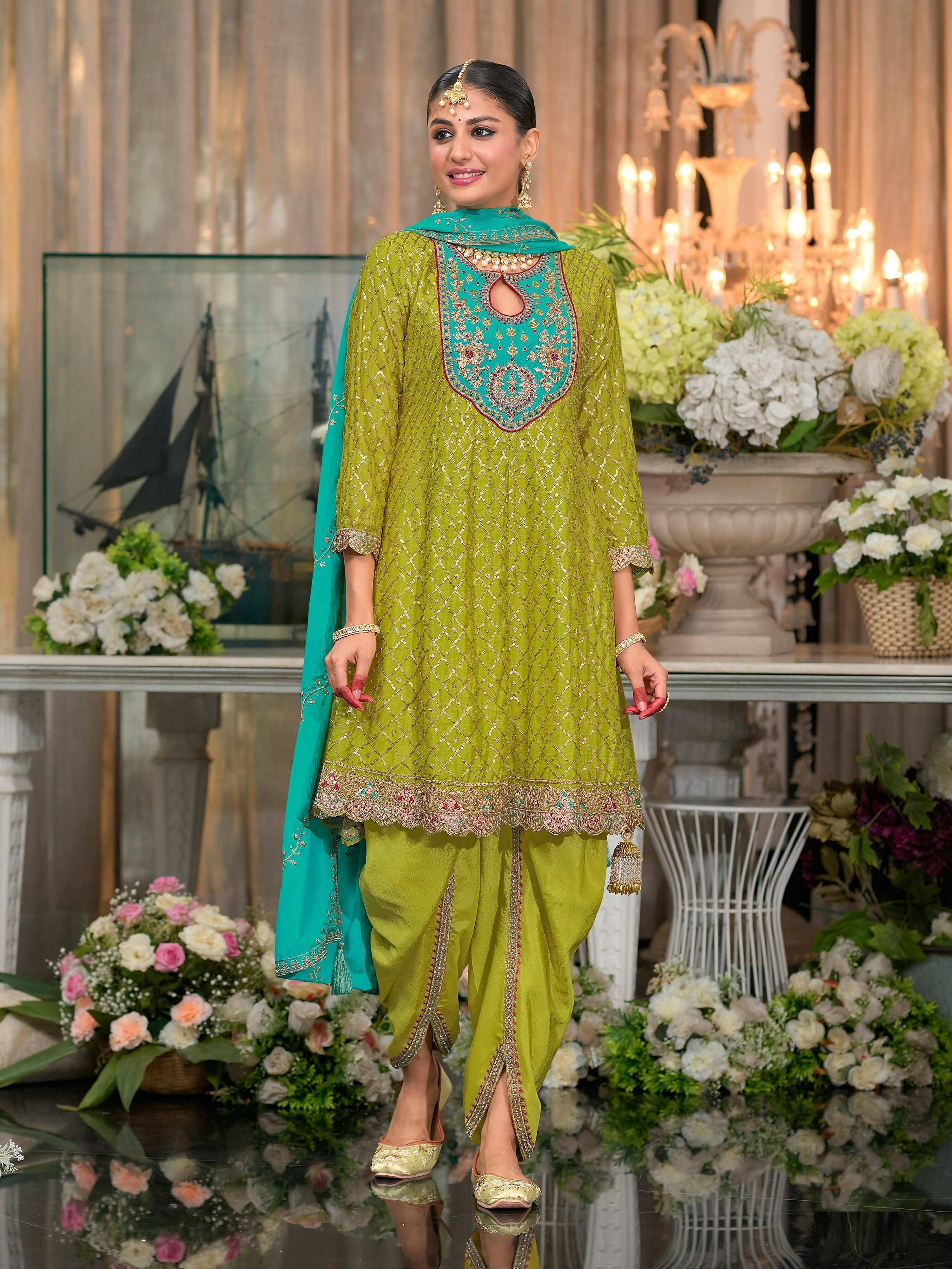 Anaita Green Embroidered Silk Stitched Dhoti Suit - Distacart