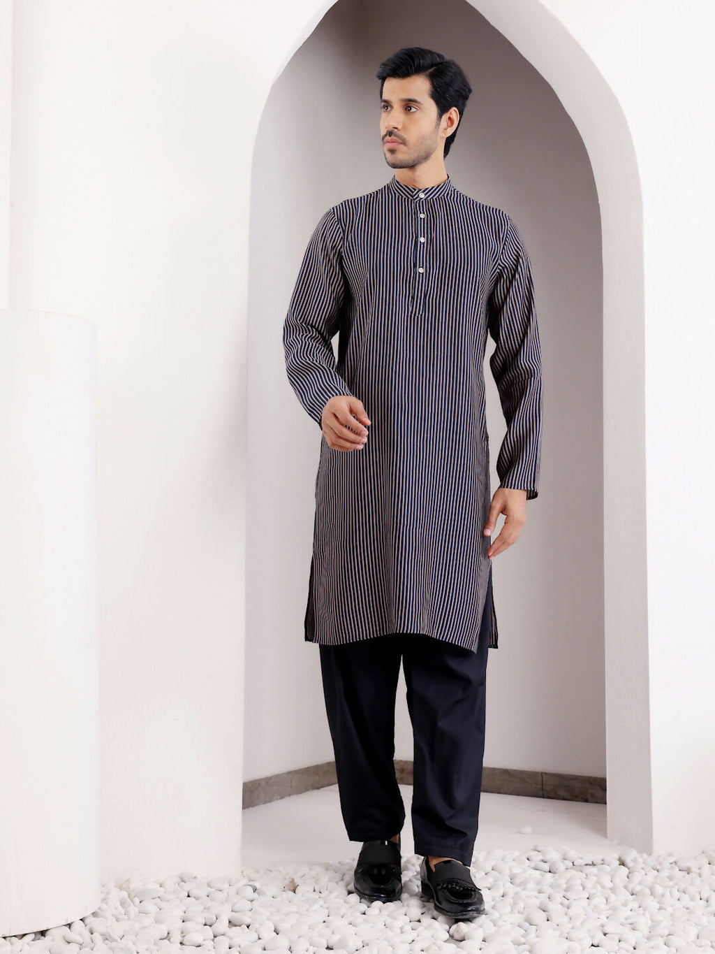Blue Modal Silk Designer Printed Men's Kurta - Mahotsav