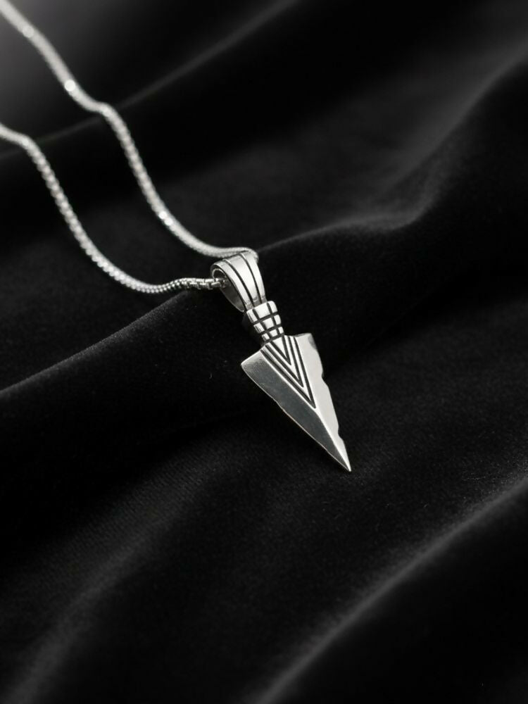 NVR Men's Arrow Shaped Silver Plated Pendant with Chain - Distacart