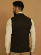 Even Apparels Nehru Jacket With Welt Pockets - Brown