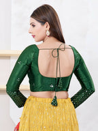 Joban Fashion Bottle-Green Gajji Silk Elbow Sleeveless Back Open Blouse