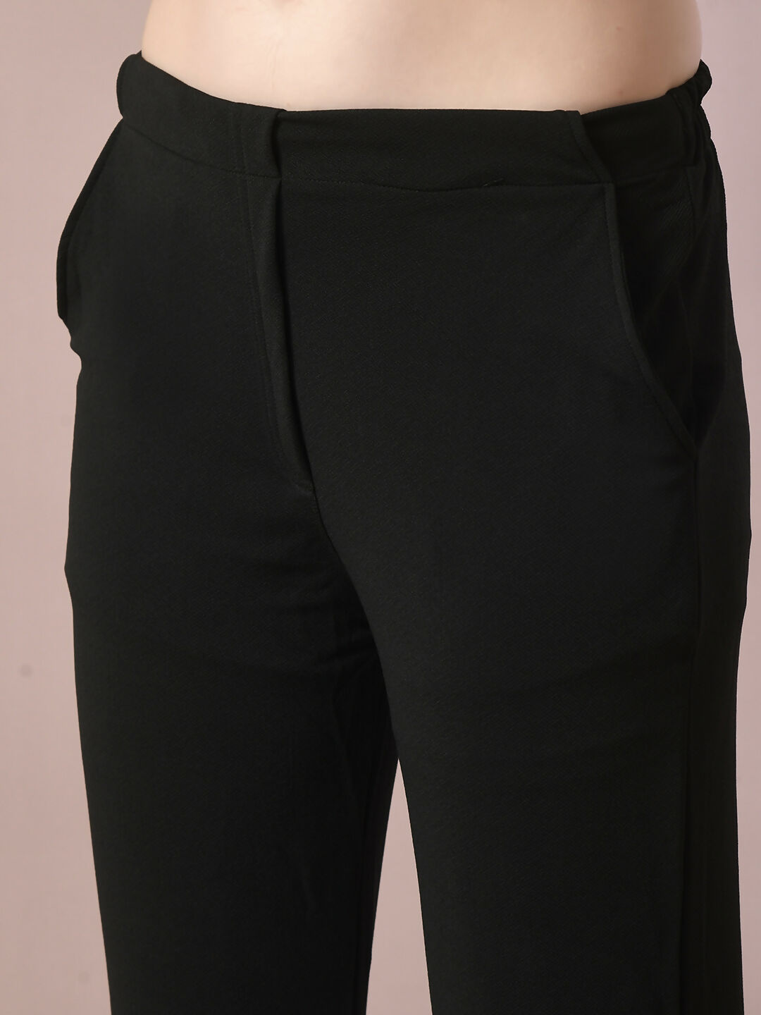 Myshka Women'sBlack Solid Party Straight Trousers