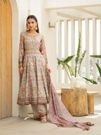 Functional Designer Grey Jam Silk Anarkali suit with Dupatta-Anbazaar - Distacart