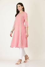 Joban Fashion Pink Georgette Kurta Set - Distacart
