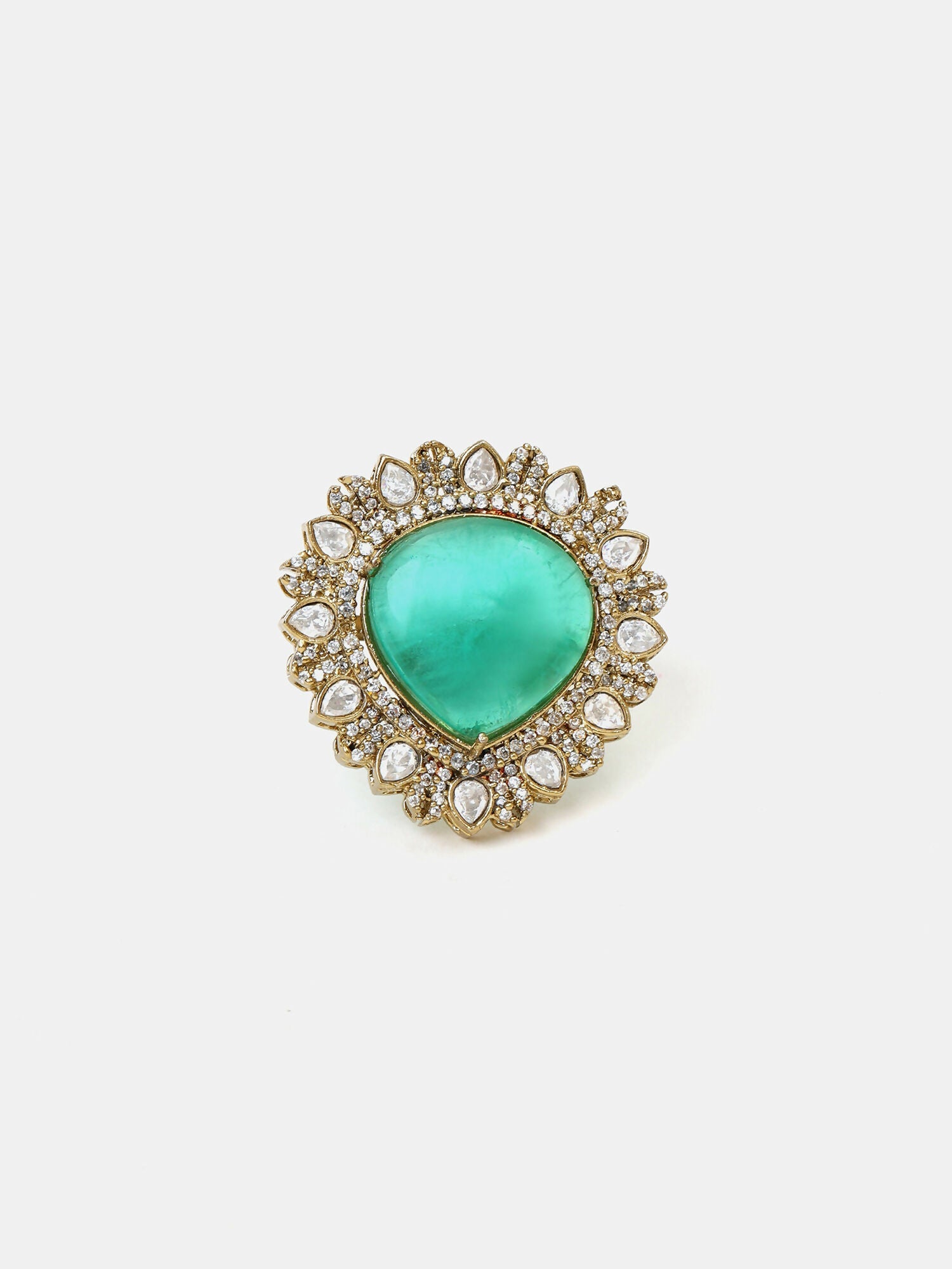Ruby Raang Teardrop Green Stone Ring