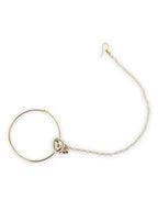 Gold Plated White Kundan Studded Nose Pin With Beaded Extension - Ruby Raang - Distacart