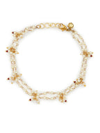 Gold-Plated White Kundan Studded Beaded Anklet - Ruby Raang - Distacart