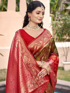 Anaita Brown Silk Saree With Blouse Piece - Distacart