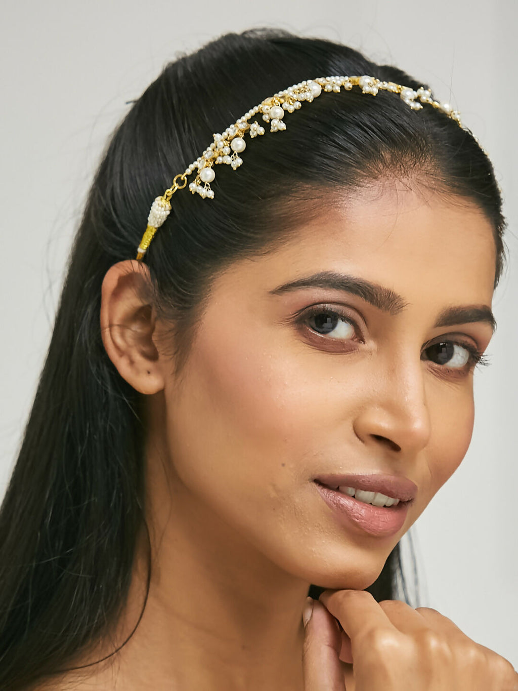 Nuyug 22K Gold-Plated Kundan & Pearl Studded Matha Patti Head Jewellery - Distacart