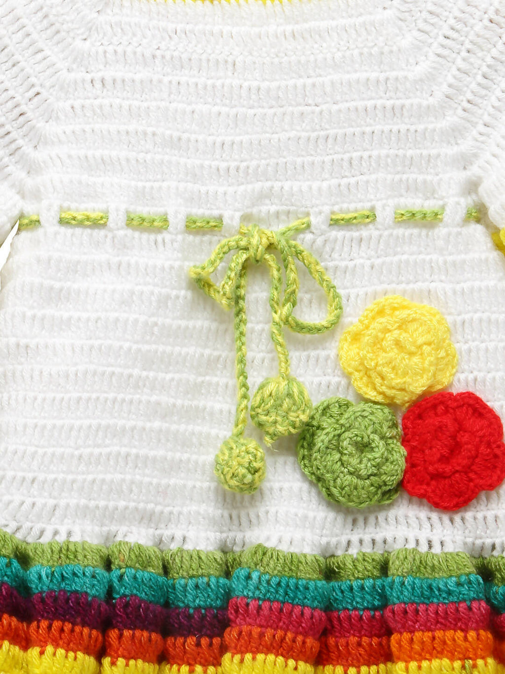 Chutput Kids White Ice Cream Design Solid Wool Frock