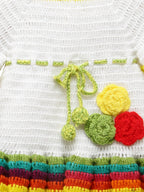Chutput Kids White Ice Cream Design Solid Wool Frock