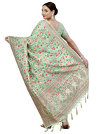 Sea Green Silk Blend Woven Design Saree With Unstitched Blouse Piece - Aloki