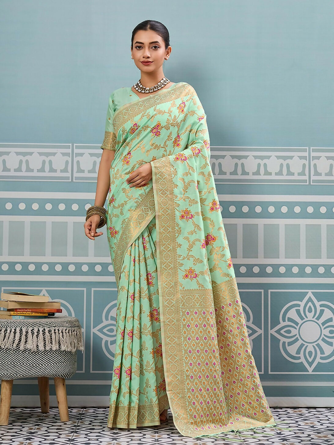 Shree Shyam Fashion Pista Silk Saree - Distacart
