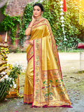Sangam Prints Yellow Silk Woven Work Traditional Saree - Distacart