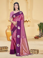 Sangam Prints Magenta Silk Woven Work Traditional Saree - Distacart