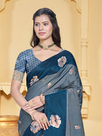Sangam Prints Grey  Silk Woven Work Traditional Saree