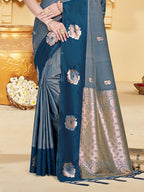 Sangam Prints Grey  Silk Woven Work Traditional Saree