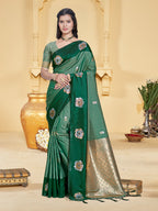 Sangam Prints Green Silk Woven Work Traditional Saree - Distacart