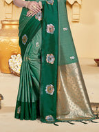 Sangam Prints Green Silk Woven Work Traditional Saree - Distacart