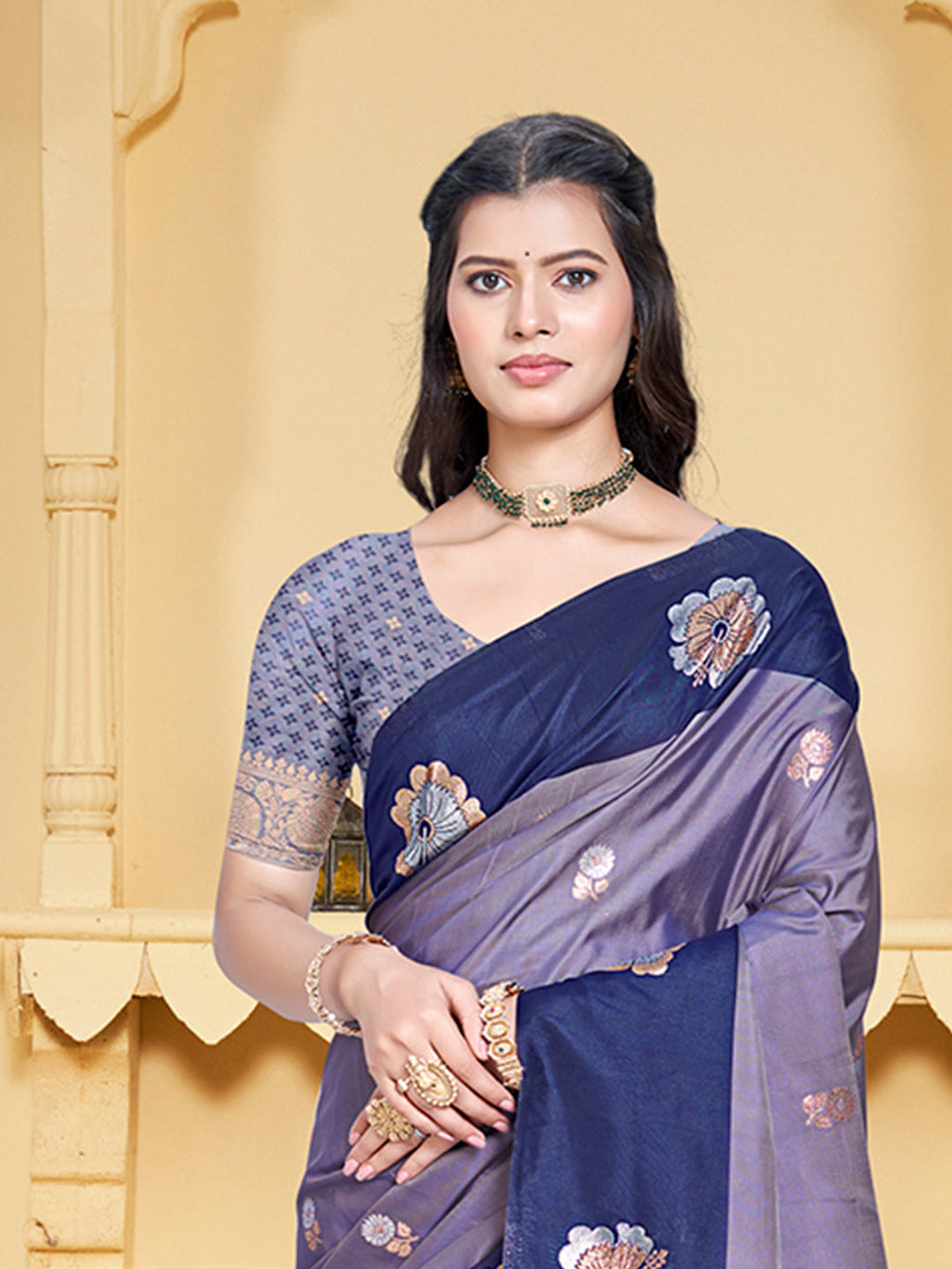 Sangam Prints Purple Silk Woven Work Traditional Saree - Distacart