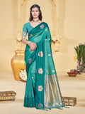 Sangam Prints Teal Blue Silk Woven Work Traditional Saree - Distacart