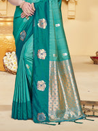Sangam Prints Teal Blue Silk Woven Work Traditional Saree - Distacart