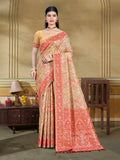 Sangam Prints Beige Cotton Silk With Meena Woven Work Traditional Saree - Distacart
