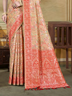 Sangam Prints Beige Cotton Silk With Meena Woven Work Traditional Saree - Distacart