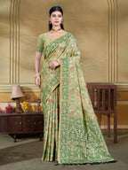 Sangam Prints Light Green  Cotton Silk With Meena Woven Work Traditional Saree - Distacart