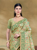 Sangam Prints Light Green  Cotton Silk With Meena Woven Work Traditional Saree - Distacart