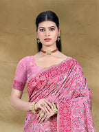 Sangam Prints Pink Cotton Silk With Meena Woven Work Traditional Saree - Distacart