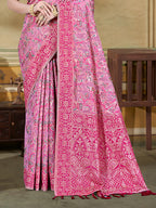 Sangam Prints Pink Cotton Silk With Meena Woven Work Traditional Saree - Distacart
