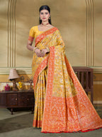 Sangam Prints Mustard Cotton Silk With Meena Woven Work Traditional Saree - Distacart