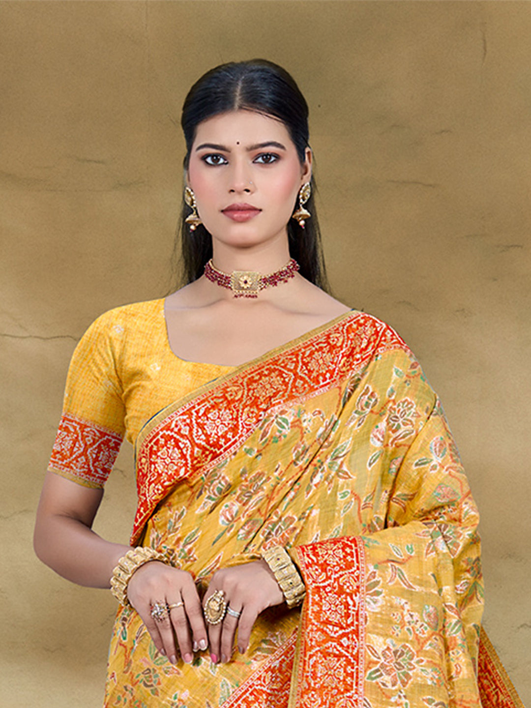 Sangam Prints Mustard Cotton Silk With Meena Woven Work Traditional Saree - Distacart