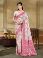 Sangam Prints Cream Cotton Silk With Meena Woven Work Traditional Saree - Distacart
