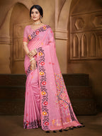 Sangam Prints Light Pink Cotton Silk With Meena Woven Work Traditional Saree - Distacart