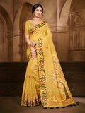 Sangam Prints Yellow Cotton Silk With Meena Woven Work Traditional Saree - Distacart