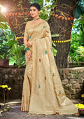 Sangam Prints Chiku Havy Assam Silk Saree With Meena Woven Work Traditional Saree