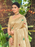 Sangam Prints Chiku Havy Assam Silk Saree With Meena Woven Work Traditional Saree