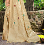Sangam Prints Chiku Havy Assam Silk Saree With Meena Woven Work Traditional Saree
