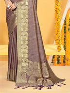 Sangam Prints Brown  Assam Silk Woven Work Traditional Saree